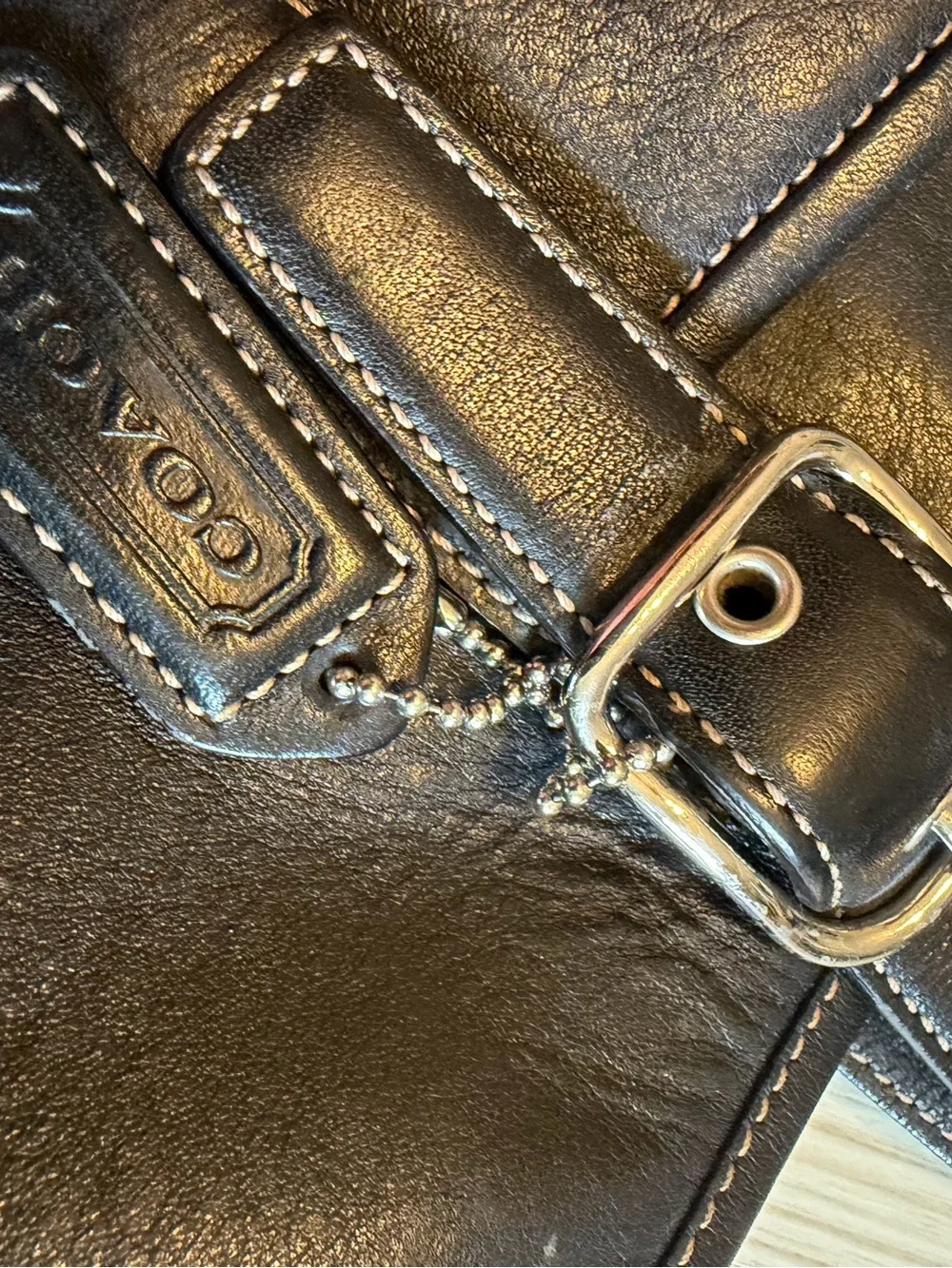 Vintage Coach Hamptons Black Leather Carryall Tote Bag Satchel Y2K 7588